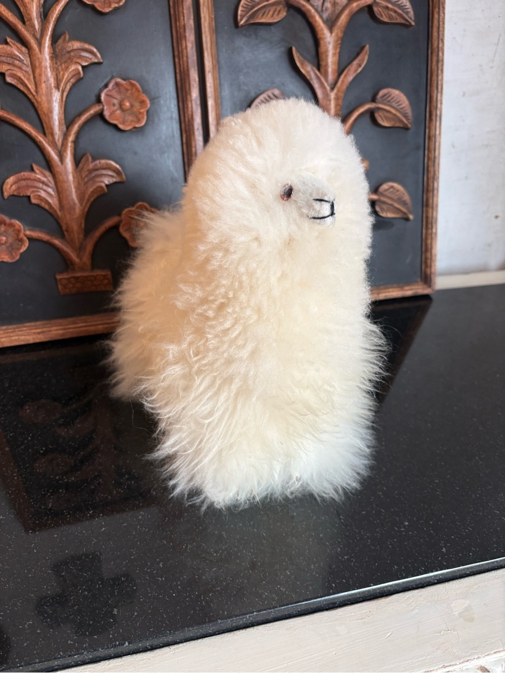 Alpaca Llama Real Fur 12” Stuffed Plush Super Soft Furry Raw Hide White Toy